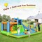 7 in 1 Inflatable Water Slide Bounce House with Splash Pool Water Cannon Blower Blue Green Orange
